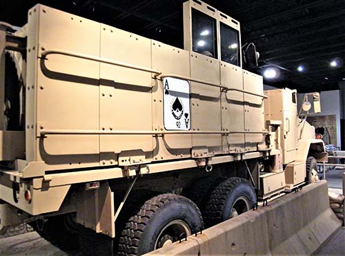 Side view of the M923 5-ton Gun Truck  “Ace of Spades” on exhibit in the TC Museum.
