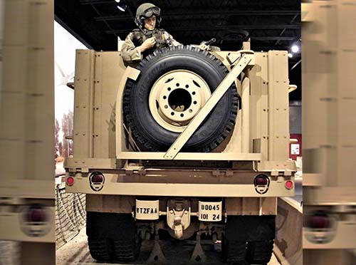 Rear view of the M923 5-ton Gun Truck  “Ace of Spades” on exhibit in the TC Museum.