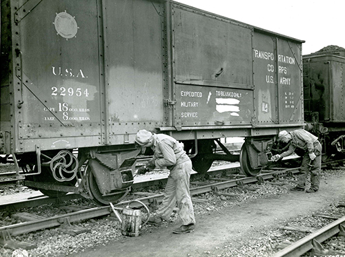 This type of boxcar was built in the United States and designed for service on the European rail system during World War II