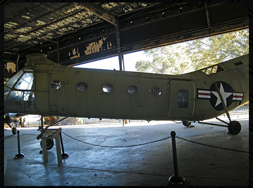 The CH-21 displayed in the museum’s Aviation Pavilion.