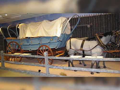 The Conestoga wagon was first used in the 1750s to transport produce to Philadelphia.
