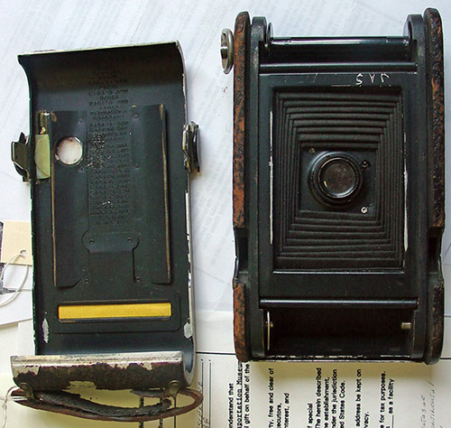 Camera was used by PFC Edward J. Mantle a member of the Transcontinental Convoy in 1919.