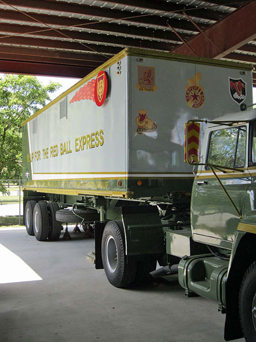 A full view of the 37th Transportation Group Redball Express trailer. 