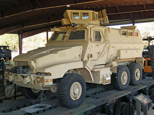 Front view of a MRAP on display at the TC Museum.