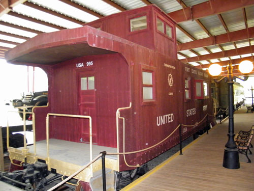 View of the back of the Railway Training Caboose.