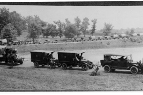 Photo of the 1st trans-continental motor convoy of 1919.